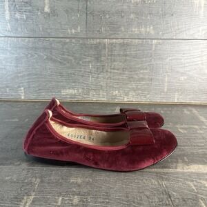 Marianitas Velvet Ballet Flats Burgundy Bow Girls US 3 Spain